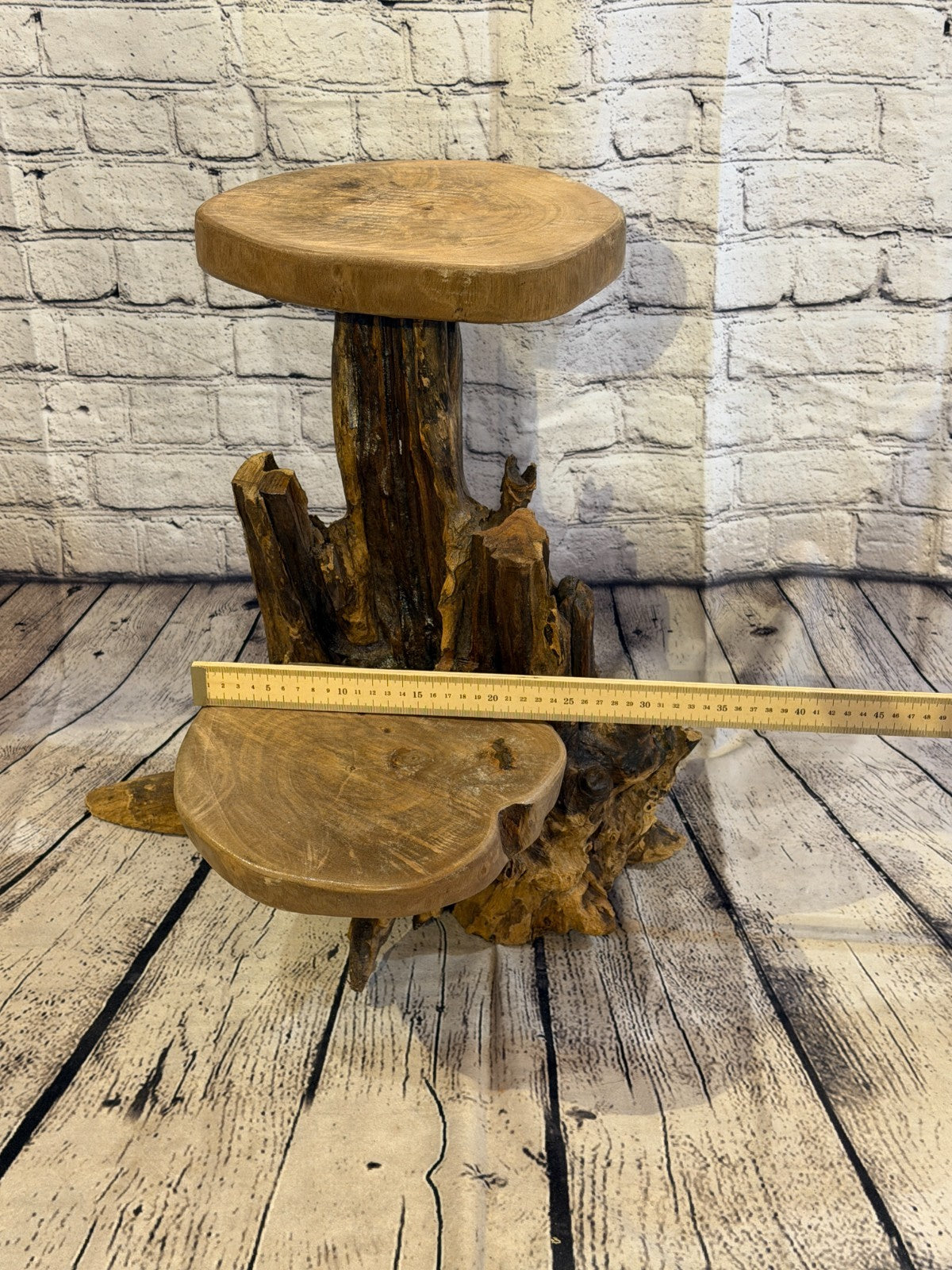 50cm x 40cm Double Wooden Coffee Root Sculpture Garden Teak Root Ornament Carved6