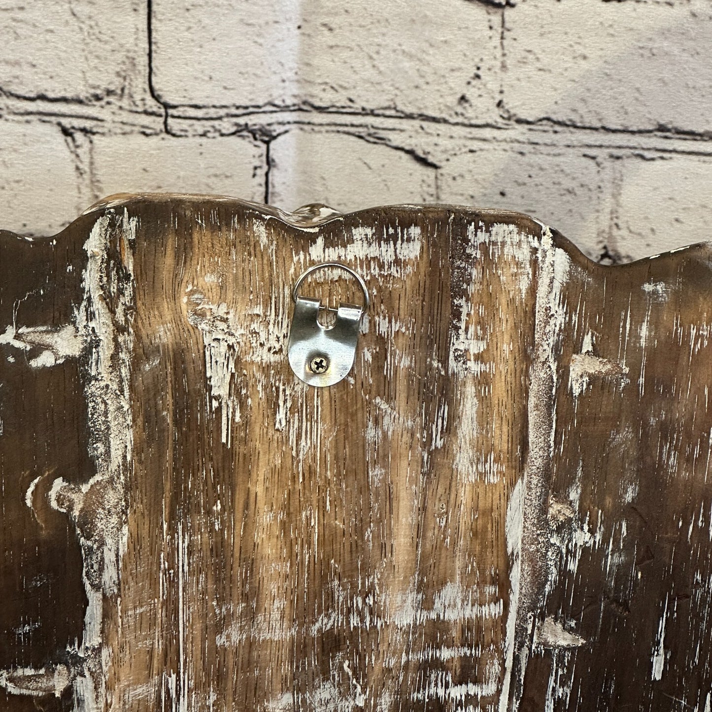 40cm x 35cm Brown Carved Wood Elephant Head Wall Mounted Art Large Shabby8