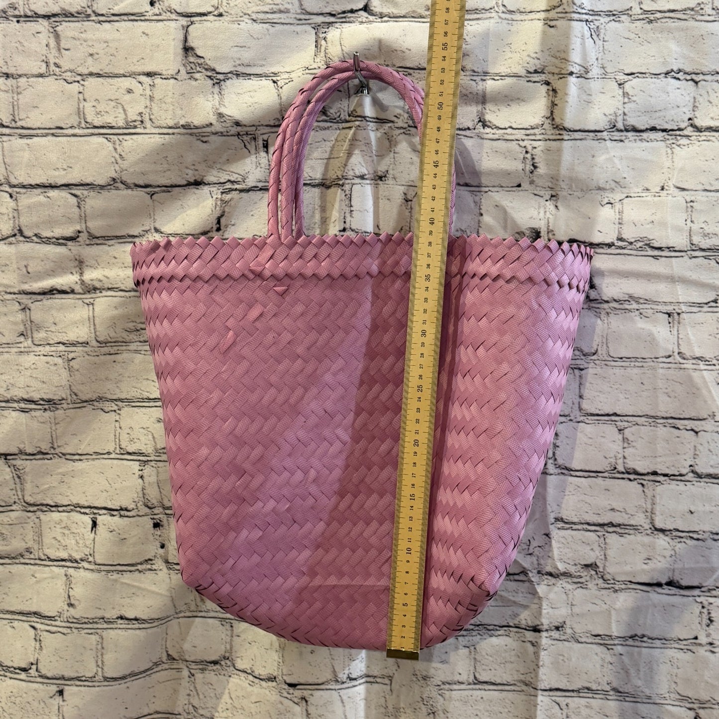 Lilac 40cm Handwoven Tote Bag Recycled Plastic Eco-Friendly Market Beach4