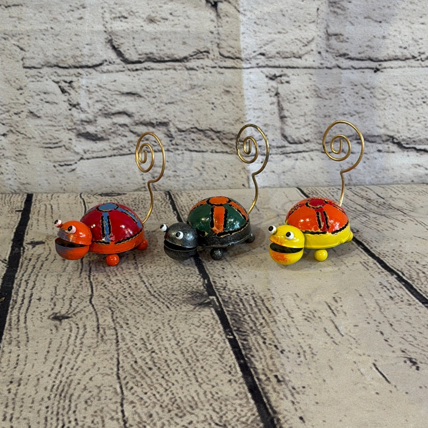 7cm x 7cm Colourful Yellow Tortoise Turtle Metal Tin Standing Ornament Statue8