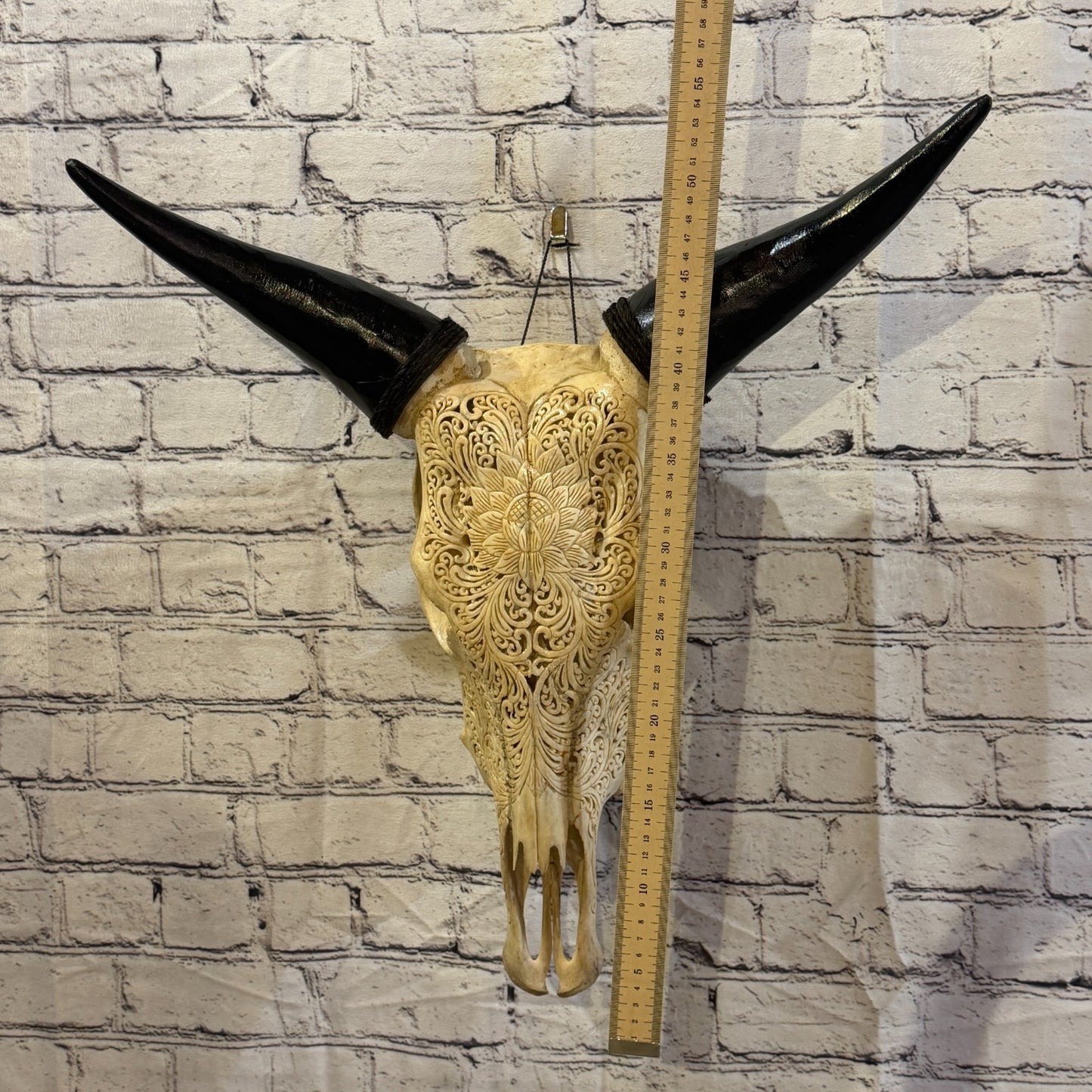 50cm Carved Buffalo Ram Wild Replica Skulls Wall Hanging Carved Design 25