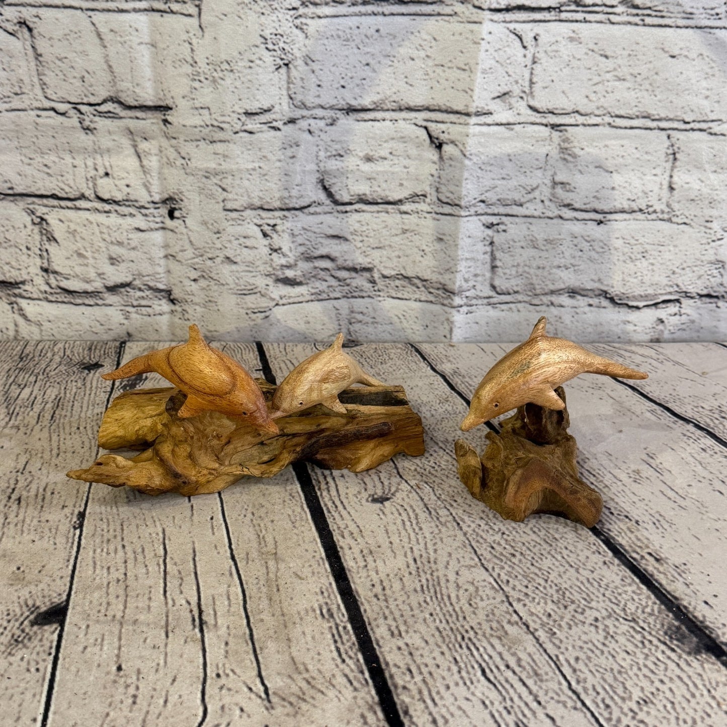 10cm Single Dolphin Mushroom Parasite Ornament Natural Carving Fairtrade Wooden8
