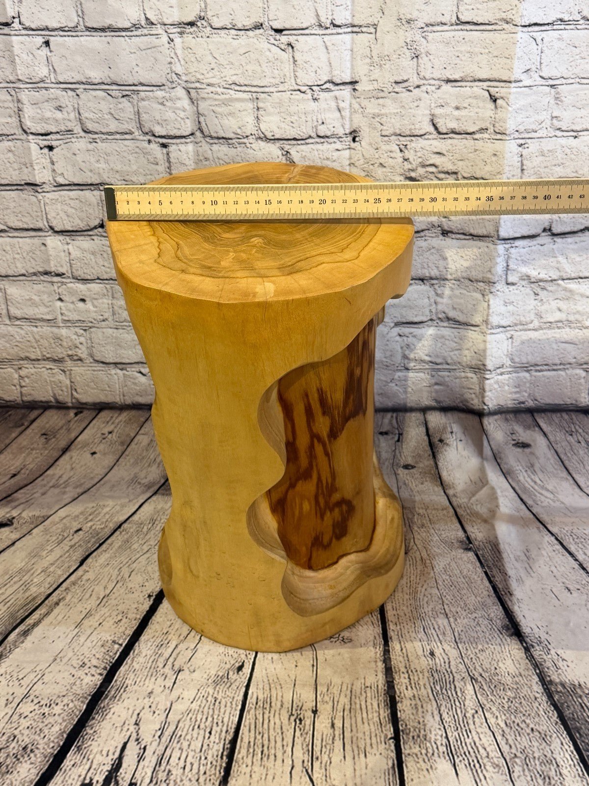45cm x 30cm Round Teak Root Table Hand Carved Solid Wood Side Stool Stand Rustic6