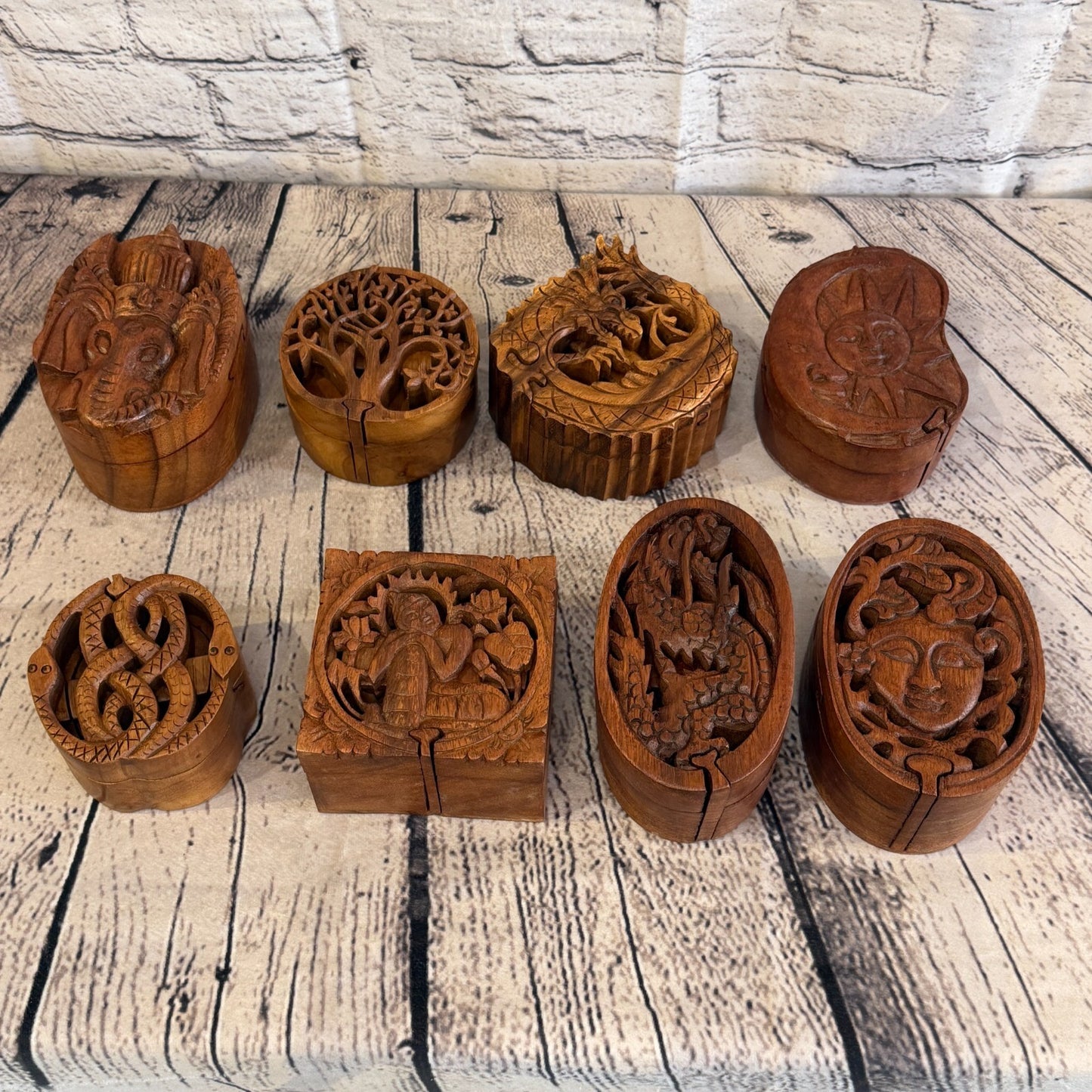 Round Two Snakes 4 Bit Wooden Puzzle Box Secret Box Magic Trinket Handmade6