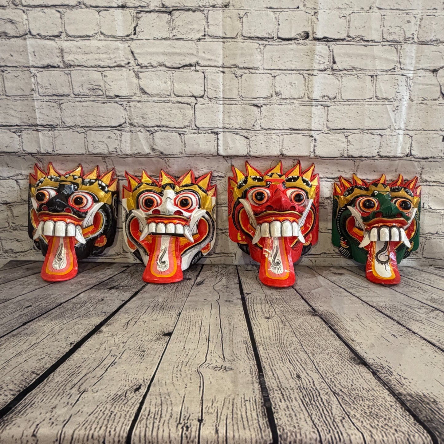 25cm Rangda Demon Black Dragon Hindu Deity Wooden Hand Carved Mask Painted7
