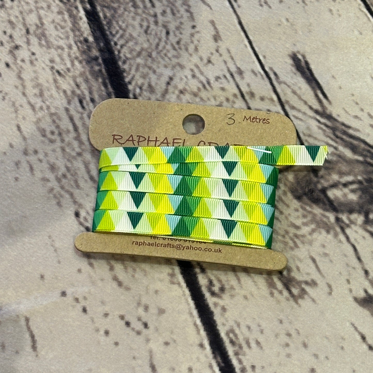 Green Triangle Grossgrain 1cm Wide Ribbon 3 Meters