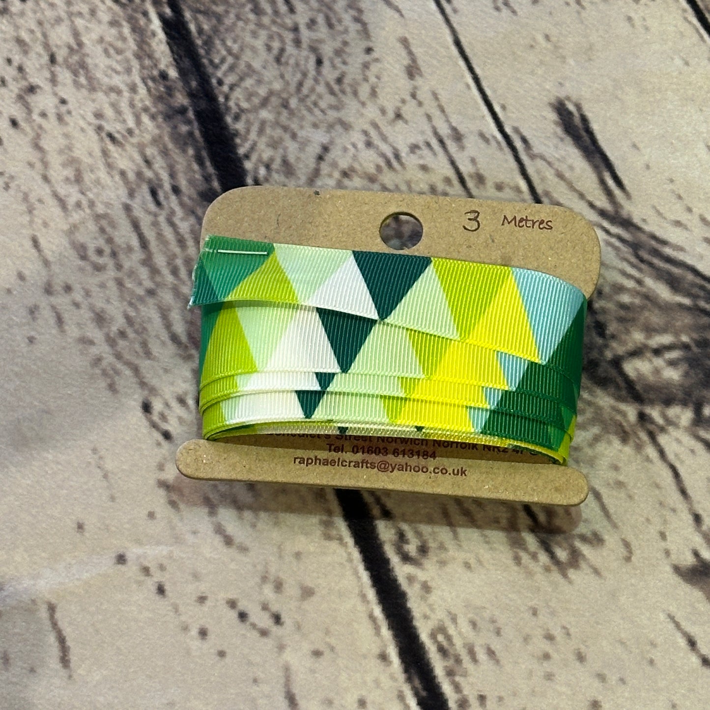 Green Triangle Grossgrain 1 Inch Wide Ribbon 3 Meters