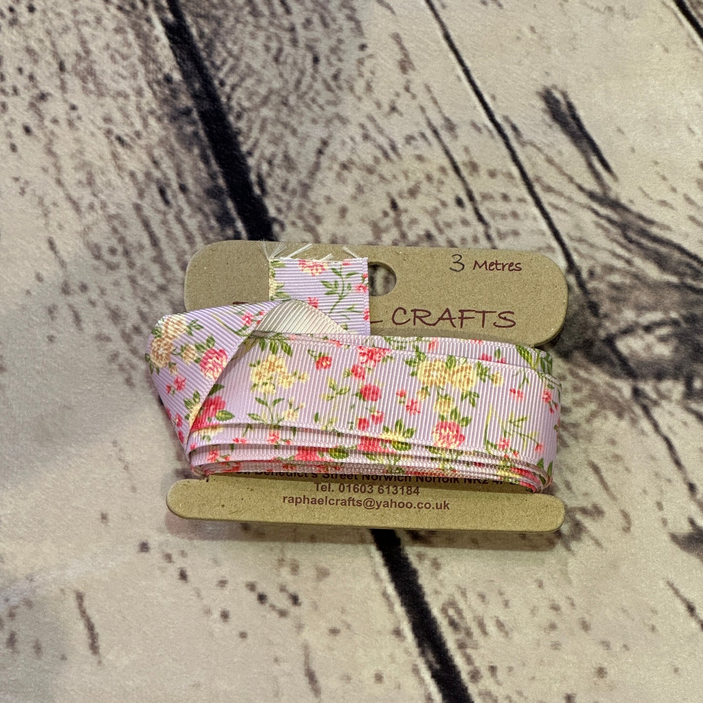 Flower Purple Grossgrain Pattern 1 Inch Wide Ribbon 3 Meters