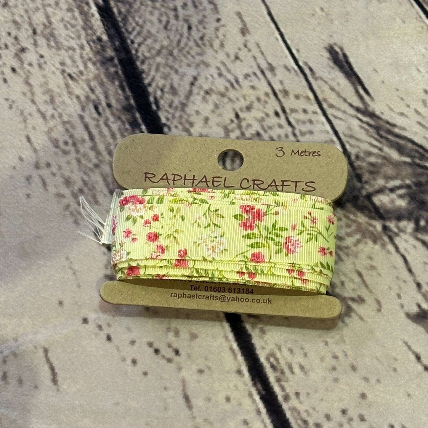 Flower Green Grossgrain Pattern 1 Inch Wide Ribbon 3 Meters