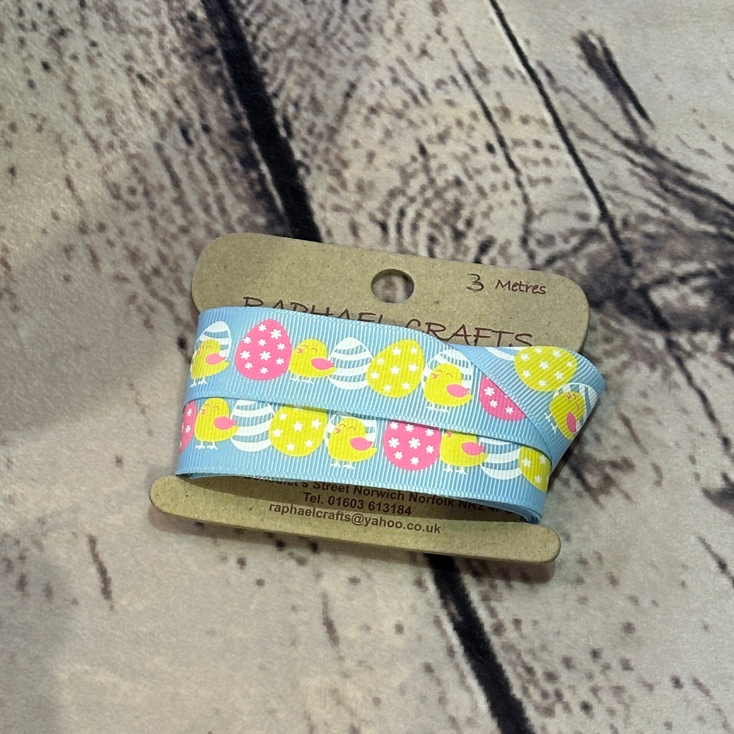 Easter Egg Pale Blue Grossgrain Pattern 1 Inch Wide Ribbon 3 Meters