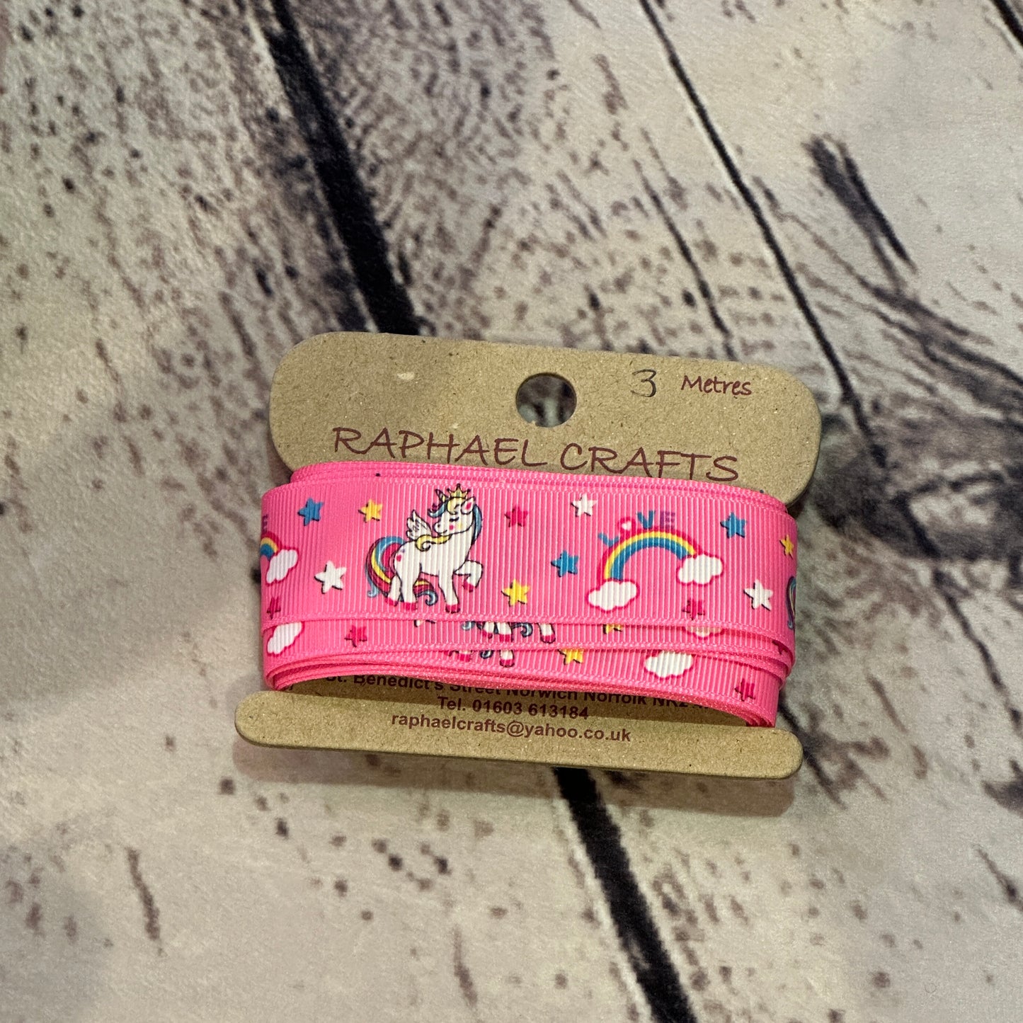 Unicorn Cerise Grossgrain Pattern 1 Inch Wide Ribbon 3 Meters