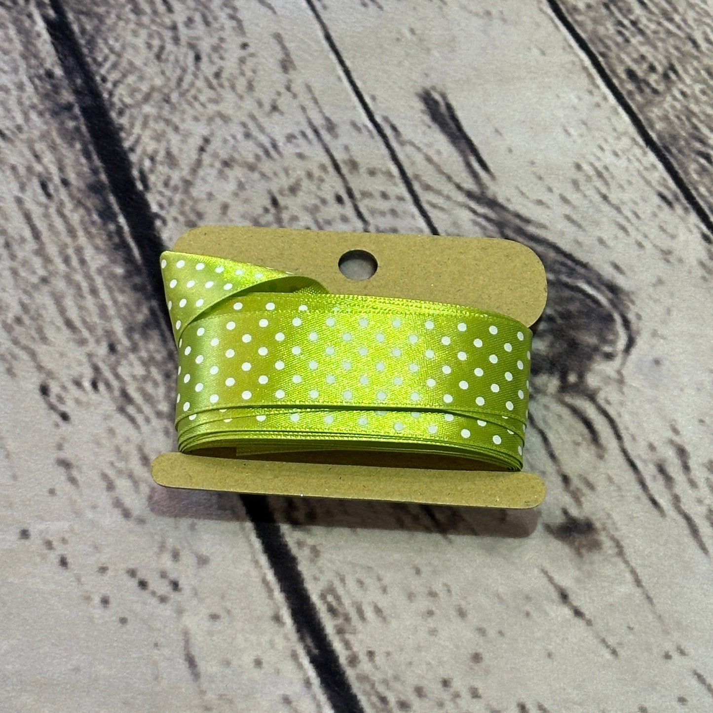 Dotty Lime Single Facing Satin Pattern 1 Inch Wide Ribbon 5 Meters