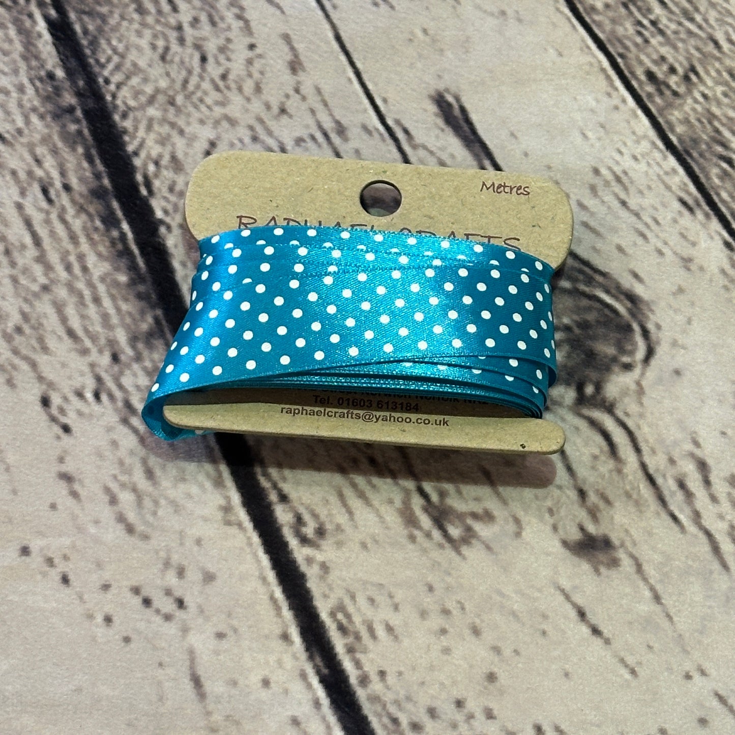 Dotty Turquoise Single Facing Satin Pattern 1 Inch Wide Ribbon 5 Meters