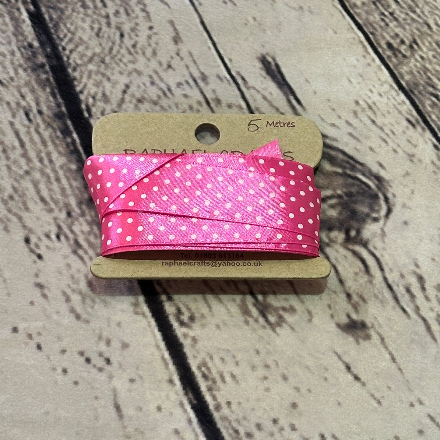 Dotty Pink Single Facing Satin Pattern 1 Inch Wide Ribbon 5 Meters
