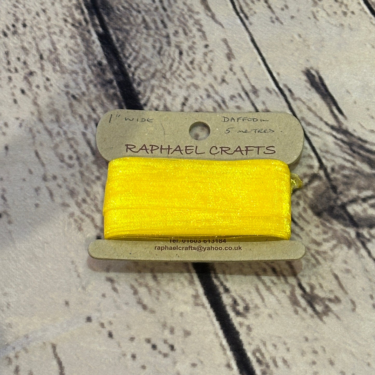 Organza Yellow Pattern 1 Inch Wide Ribbon 5 Meters