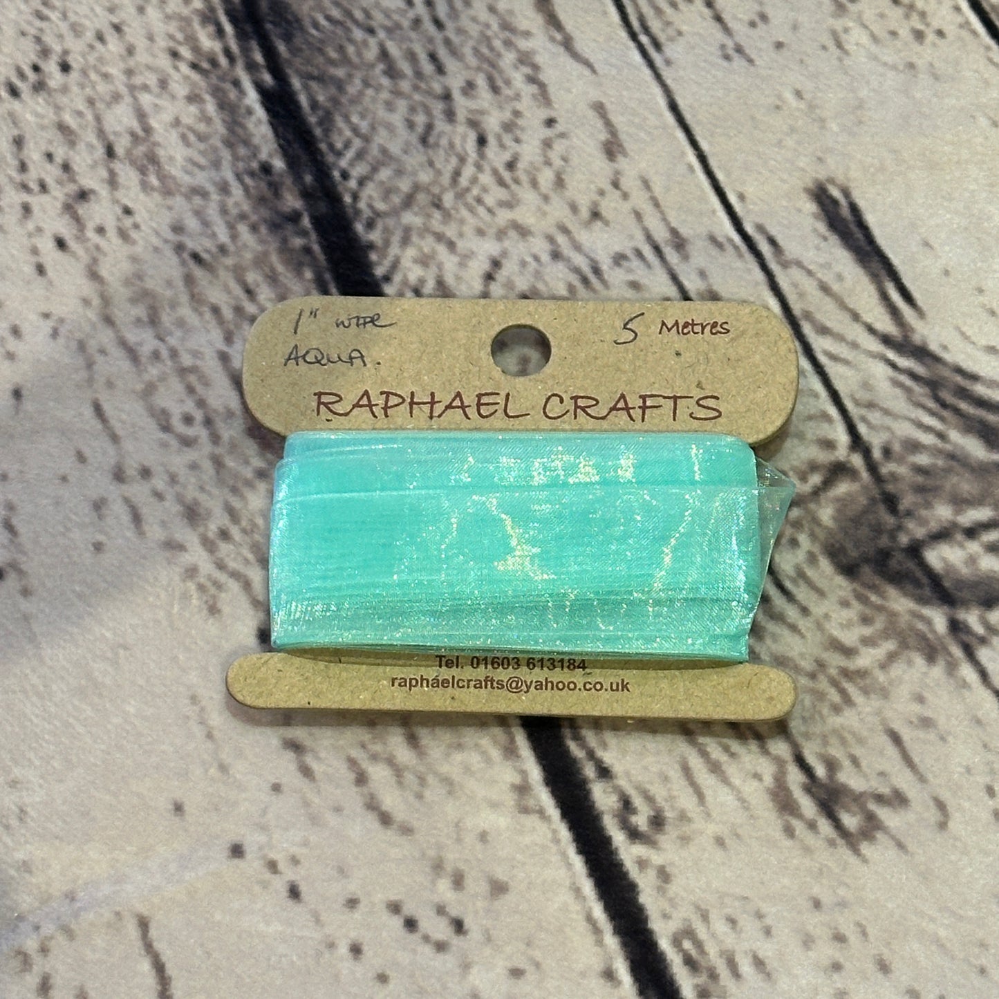 Organza Aqua Pattern 1 Inch Wide Ribbon 5 Meters