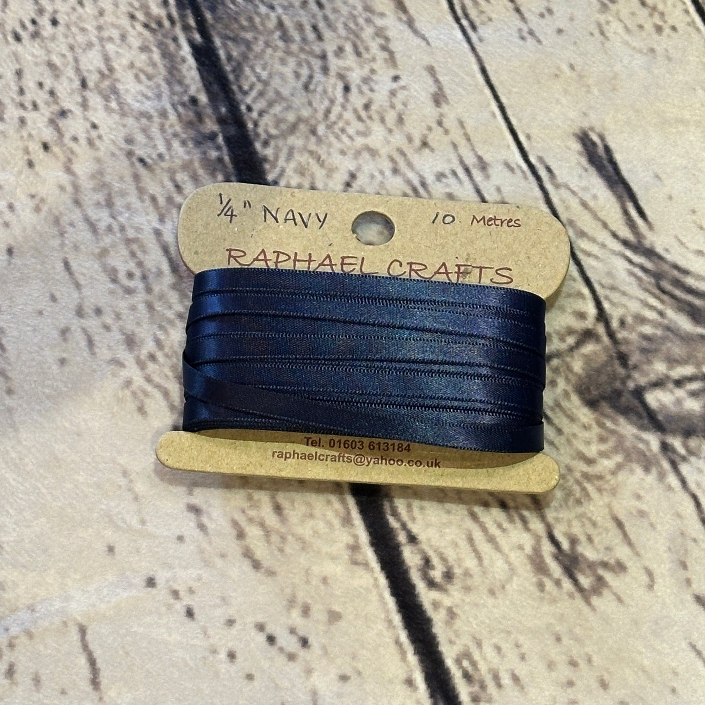 Double Faced Navy Satin Pattern 1/4 Inch Wide Ribbon 10 Meters