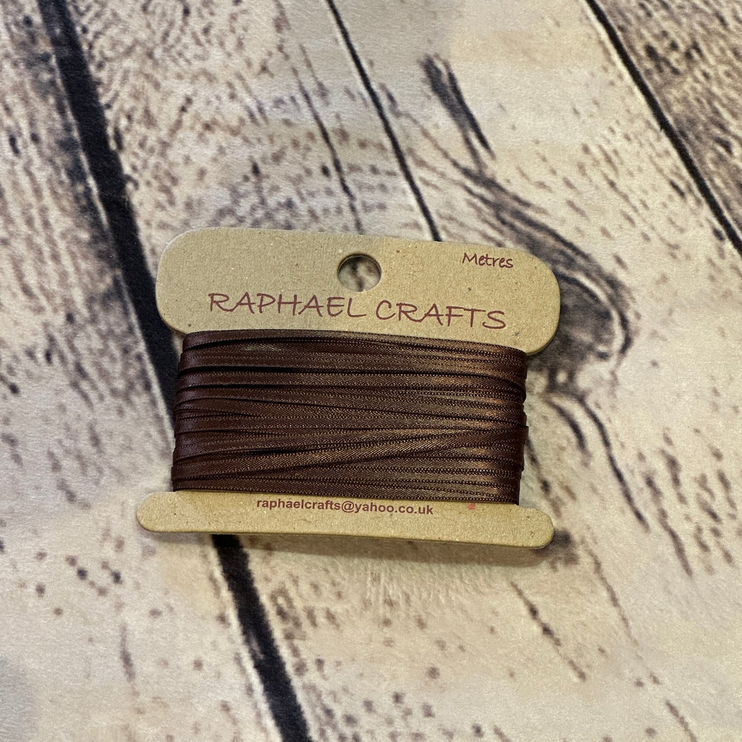Double Faced Brown Satin Pattern 1/8 Inch Wide Ribbon 10 Meters