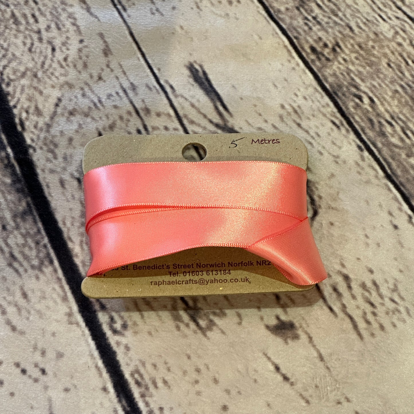 Double Faced Light Coral Satin Pattern 1 Inch Wide Ribbon 5 Meters