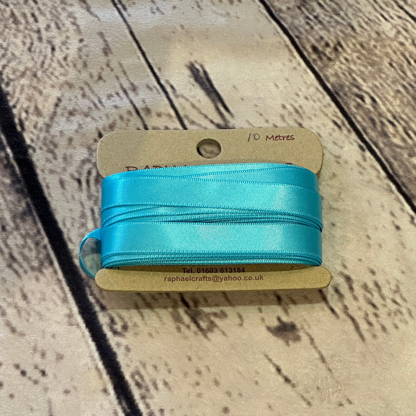 Double Faced Turquoise Satin Pattern 1/2 Inch Wide Ribbon 10 Meters