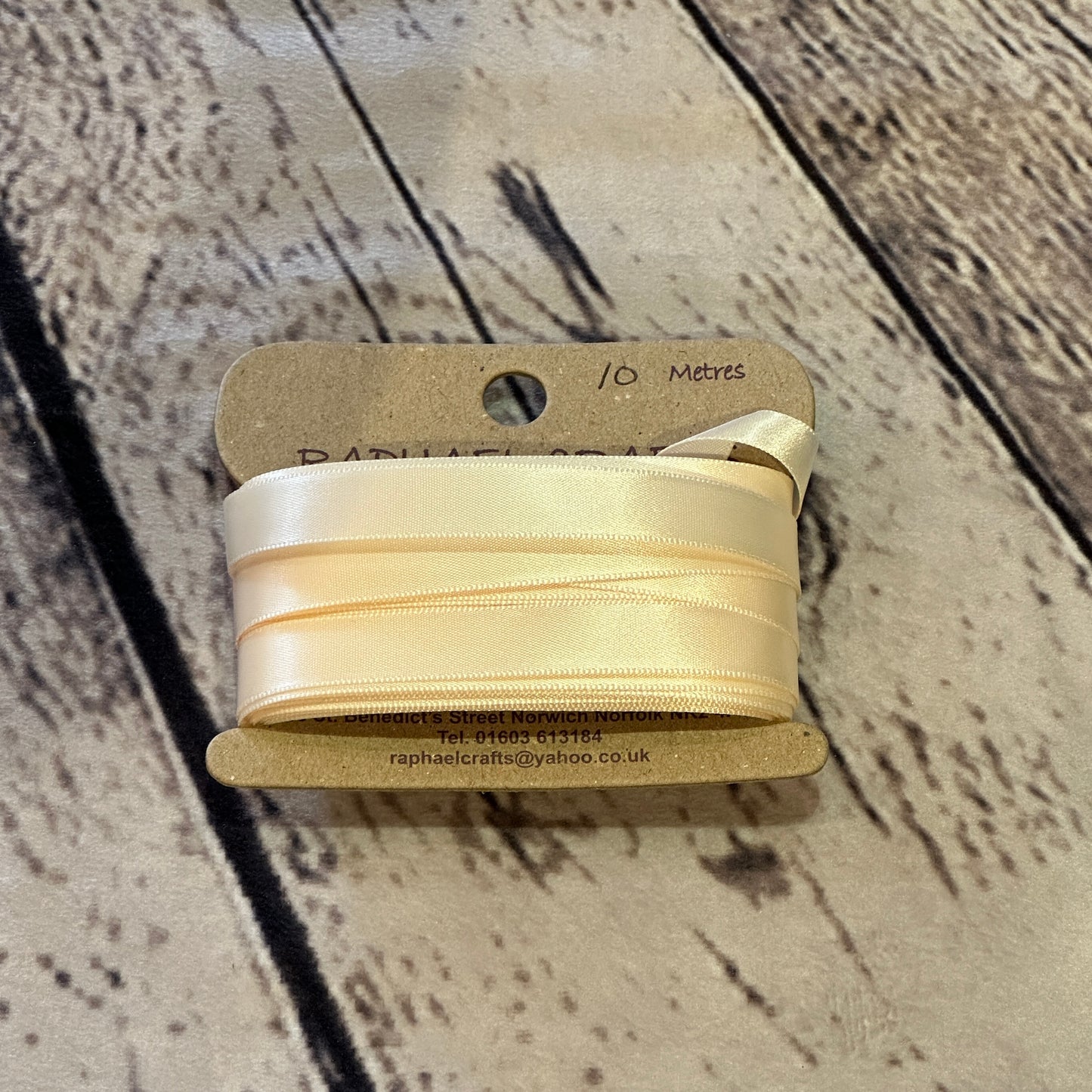 Single Faced Cream Satin Pattern 1/2 Inch Wide Ribbon 10 Meters