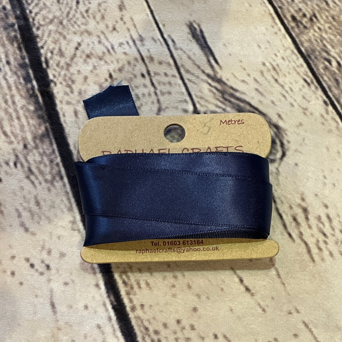Double Faced Navy Satin Pattern 1 Inch Wide Ribbon 5 Meters