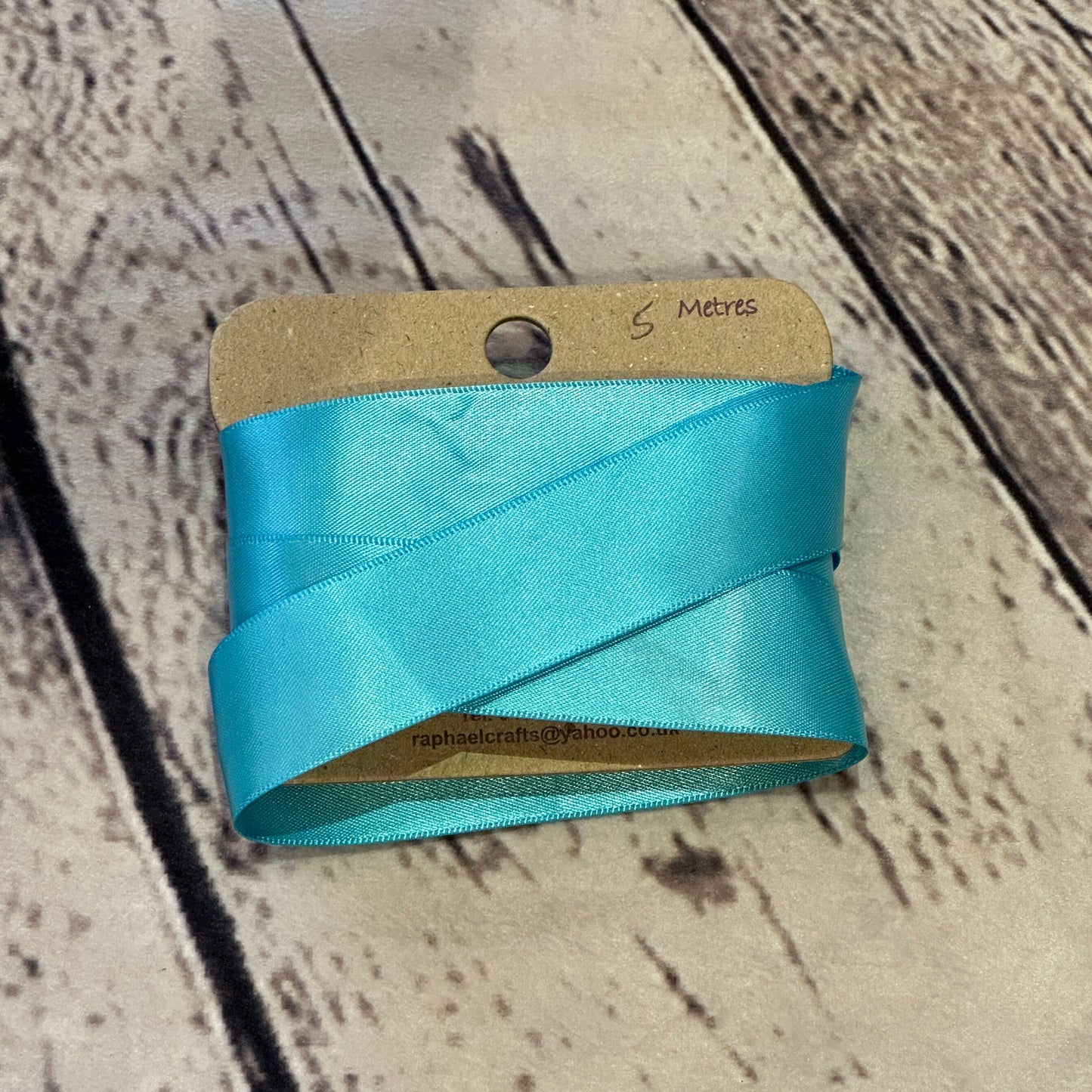 Double Faced Turquoise Satin Pattern 1 Inch Wide Ribbon 5 Meters