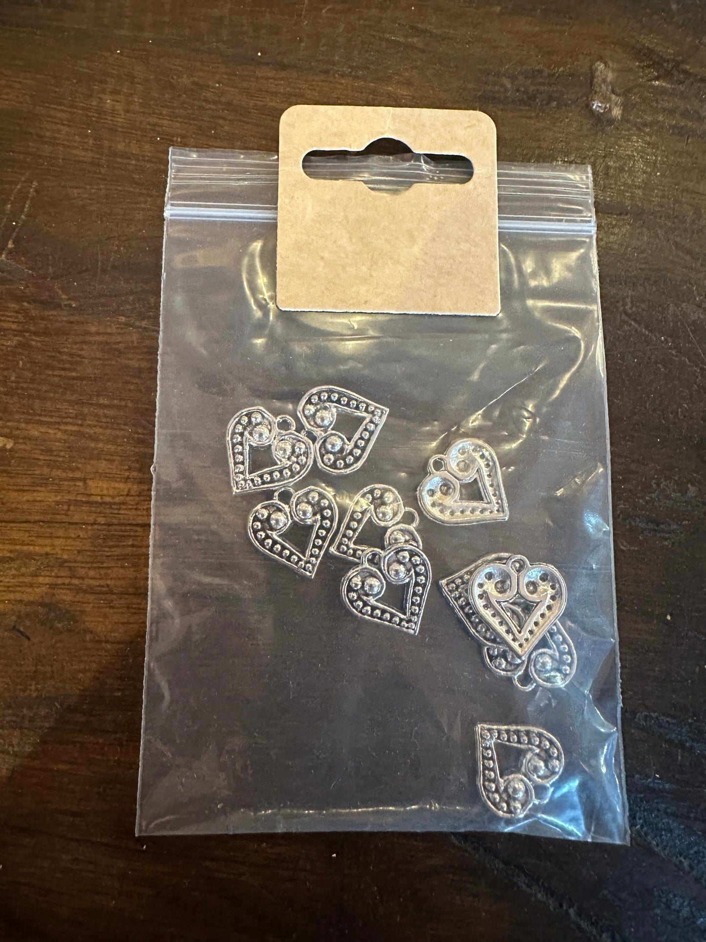 Jewellery Making Dot Hearts Charms Pack Of 10 Silver Colour