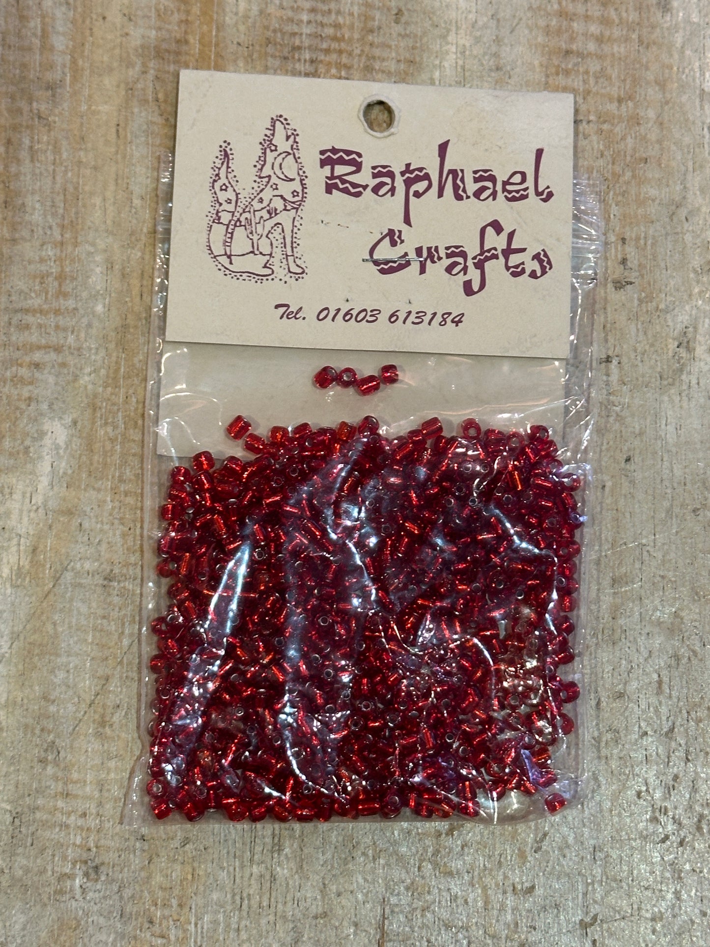 Glass Seed Beads Red Silver Lined Size 6 50g