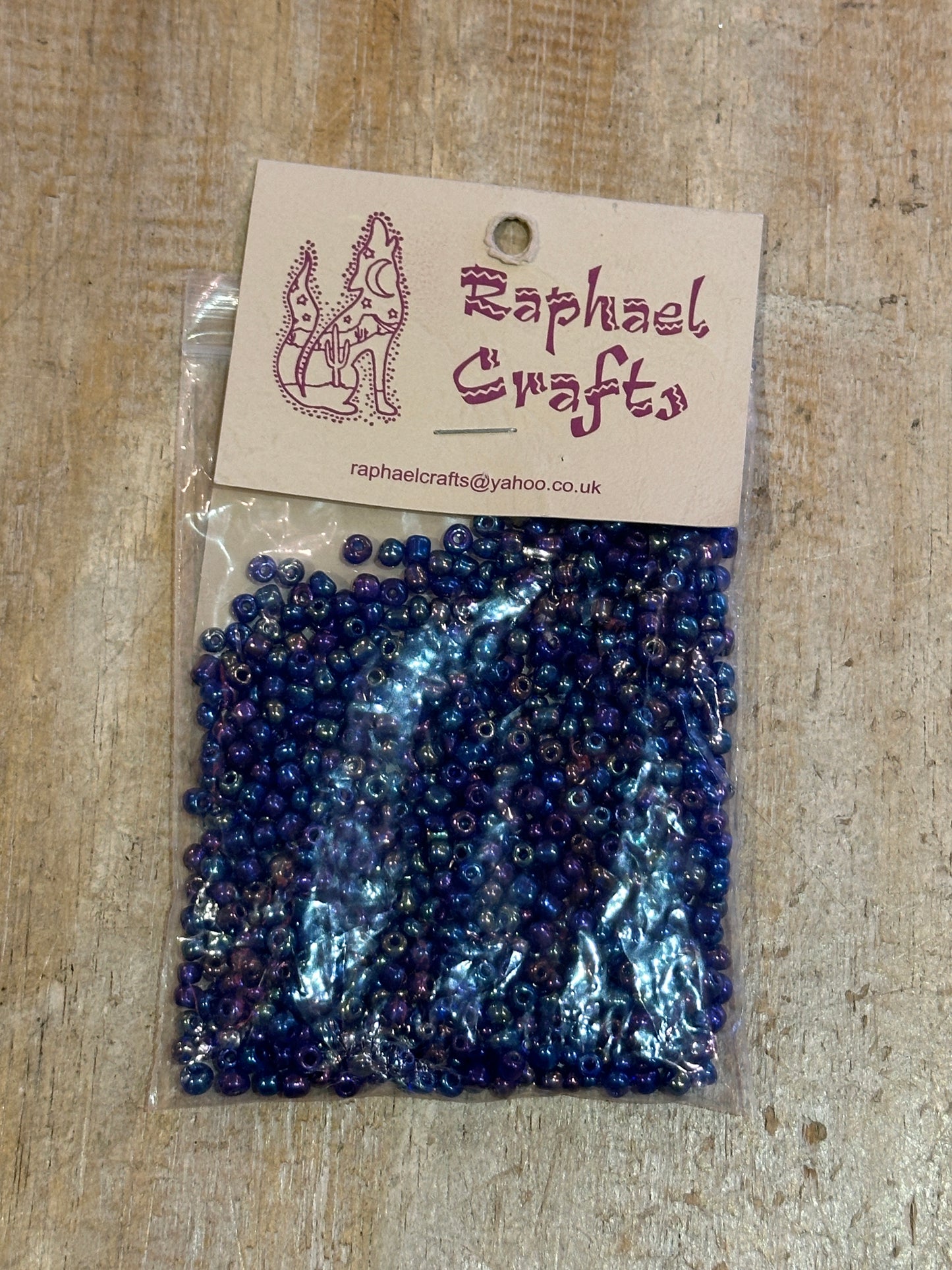 Glass Seed Beads Blue AB Size 6 50g