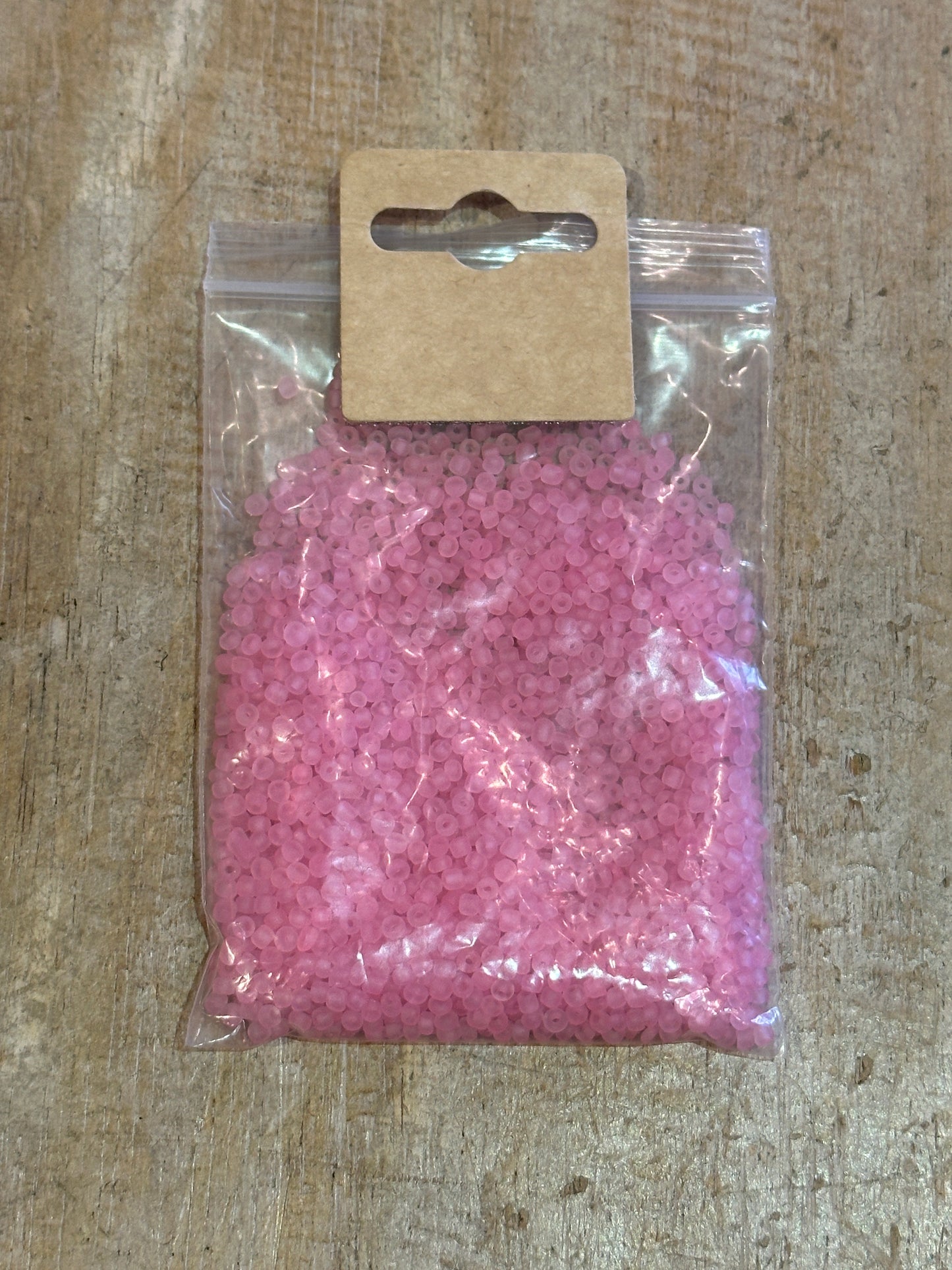 Glass Seed Beads Frosted Pink Size 8 50g