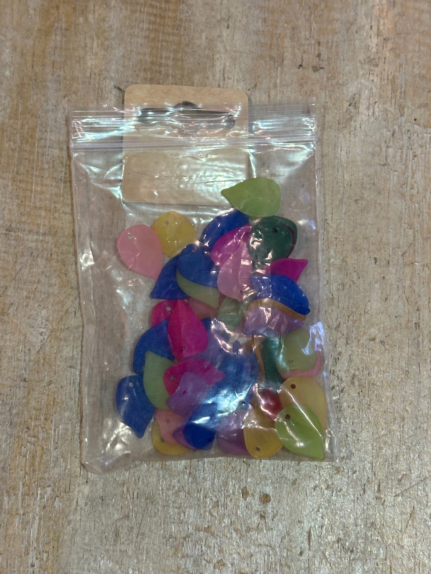 Lucite Beads Bright Coloured Leaf Shaped Pack Of 50