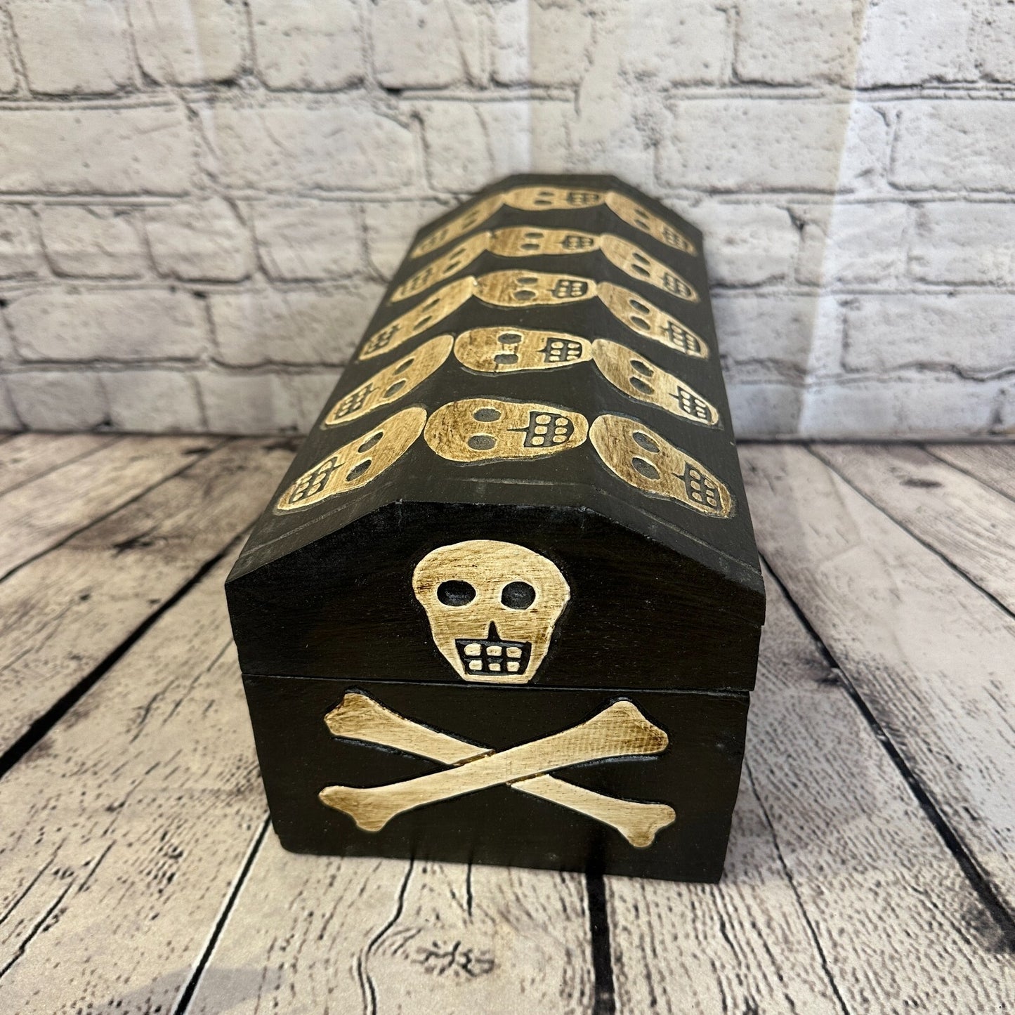 30cm x 15cm x 15cm Trunk Wooden Gothic Skeleton Skull Coffin Jewellery Box
