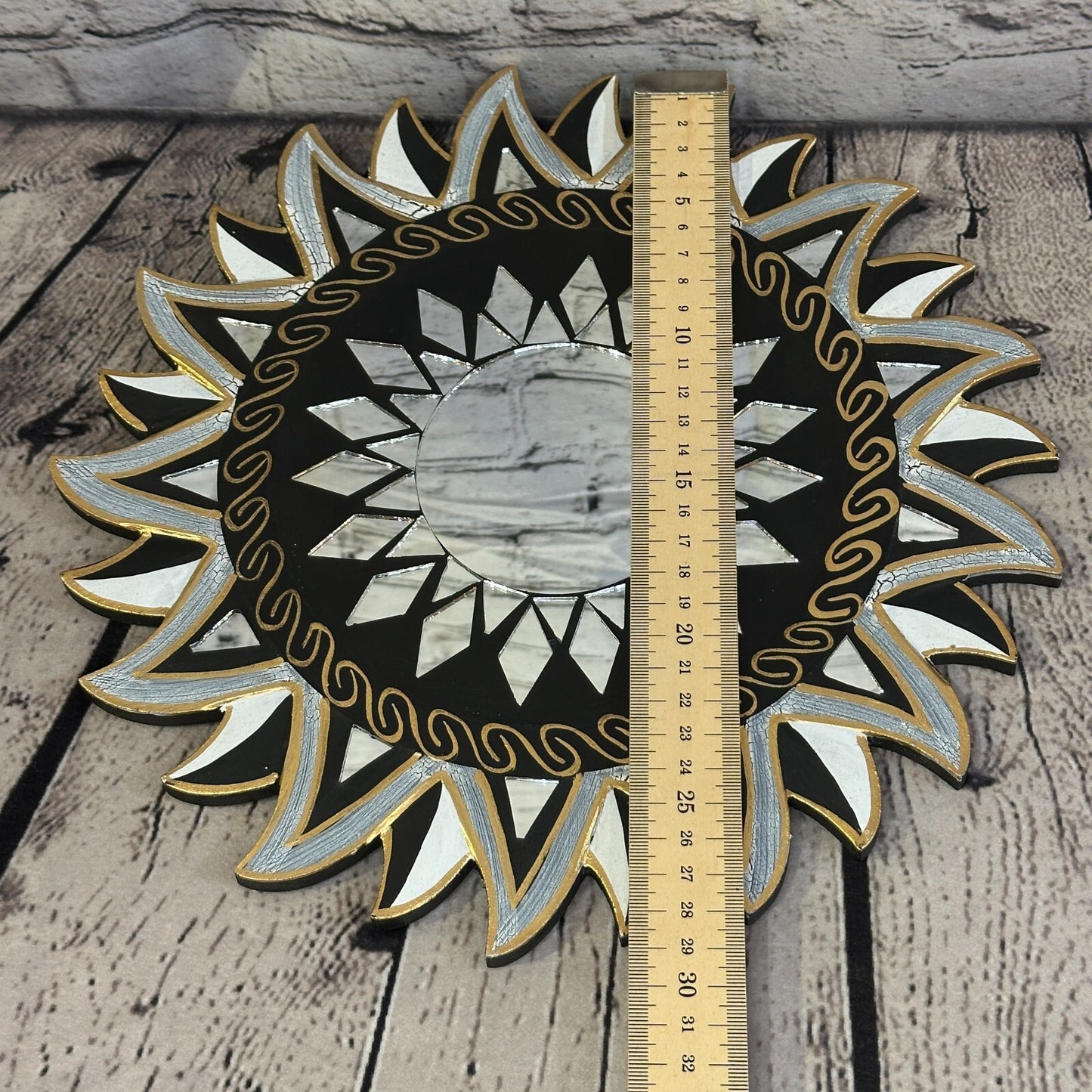 Black Star Mosaic Tile Wall Mirror 30cm x 30cm 12 Inches Handmade Fairtrade