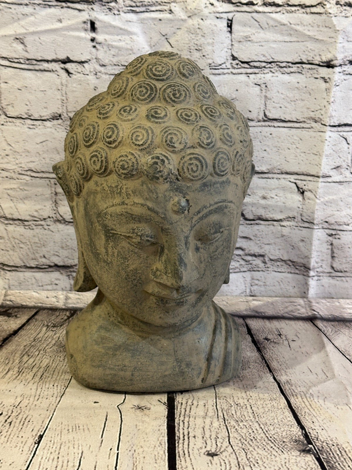Thai Buddha Head Stone Garden 30cm x 18cm Ornament Outdoor Indoor Statue Hindu