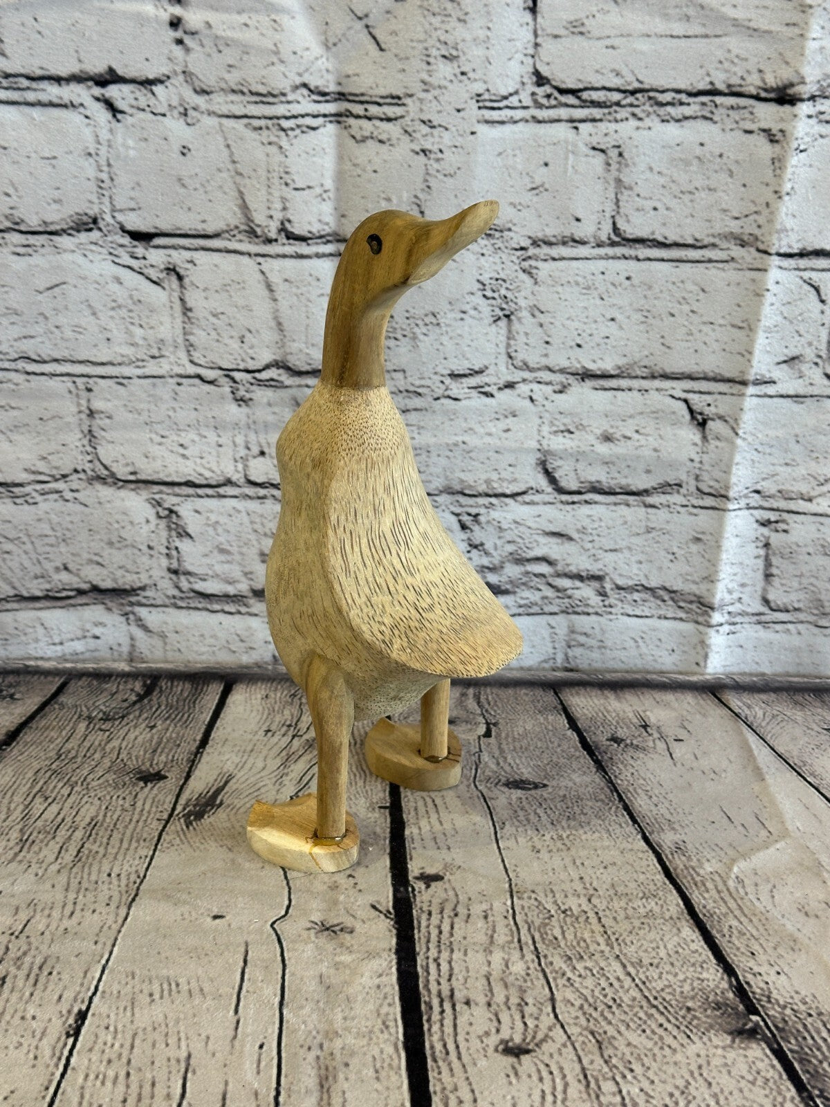 Looking Back 25cm Tall Wooden Hairy Duckling Baby Duck Bamboo Root Fairtrade
