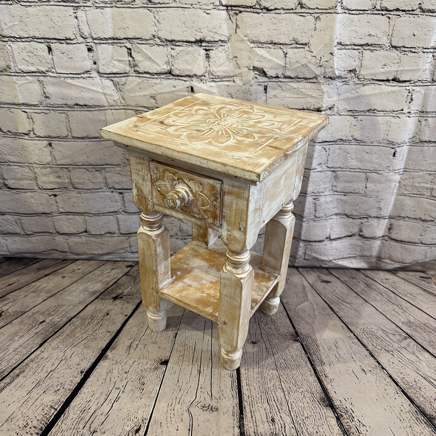 40cm x 25cm Cream 1 Draw Wooden Side Cabinet Living Hallway Storage Furniture