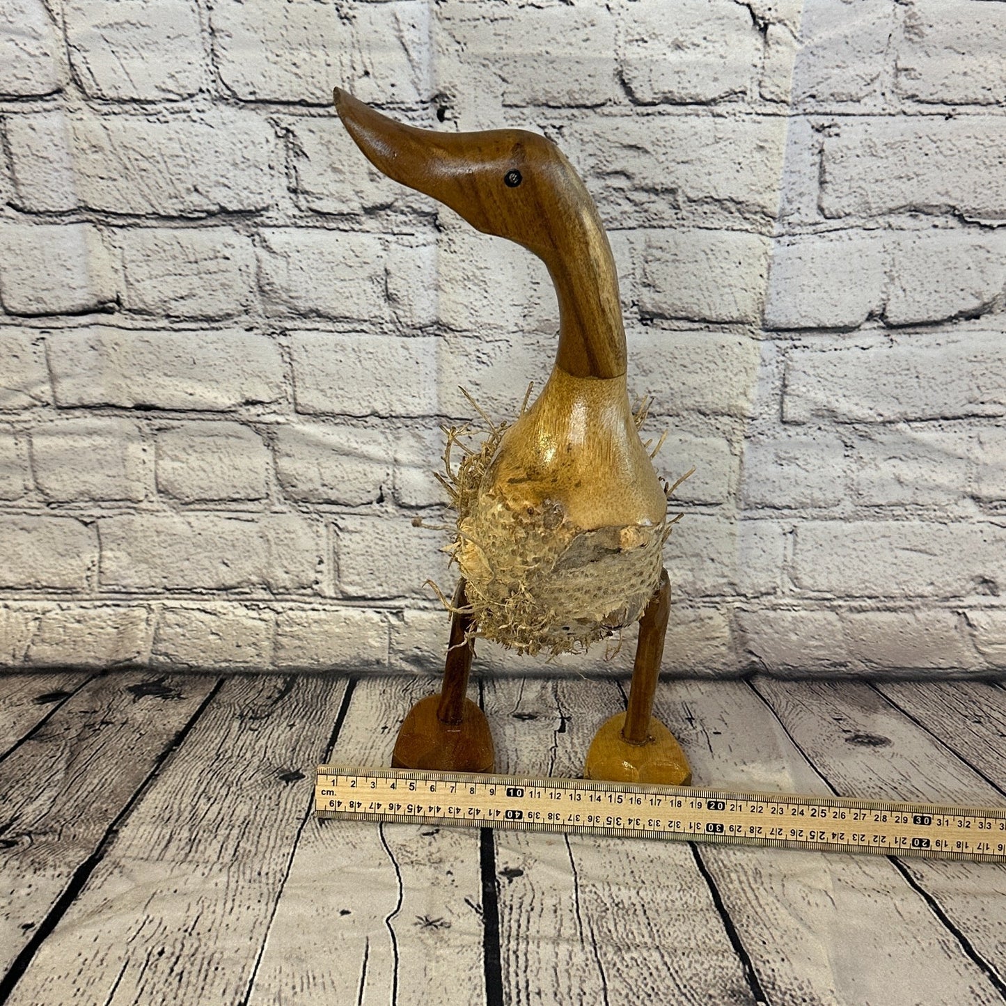 Looking Right 40cm Tall Wooden Hairy Duckling Baby Duck Bamboo Root Fairtrade