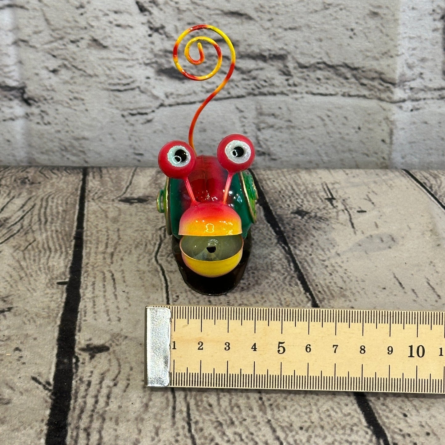 10cm x 7cm Pink Snail Bug Cartoon Postcard Holder Ornament Painted Statue