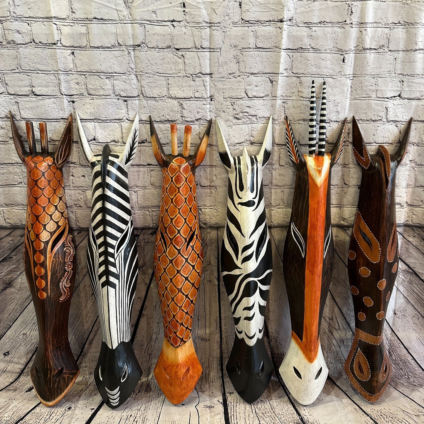 100cm Antelope Hand Carved Fair Trade Wooden Animal Wall Art Wall Hang Mask