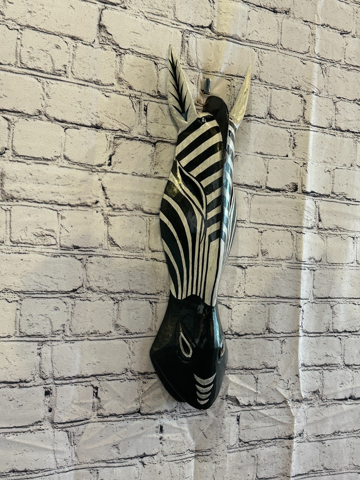 50cm Stripe Zebra Hand Carved Fair Trade Wooden Animal Wall Art Wall Hang Mask