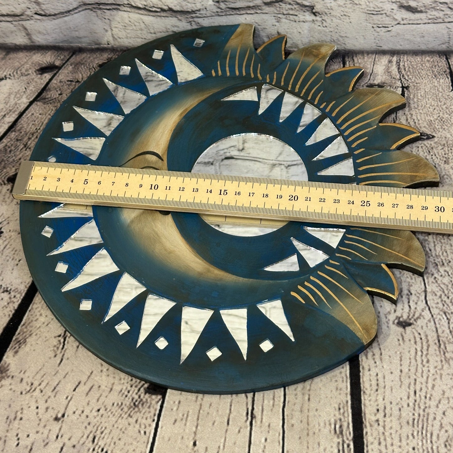 Blue Half Moon Mosaic Tile Wall Mirror 30cm x 30cm 12 Inches Handmade Fairtrade