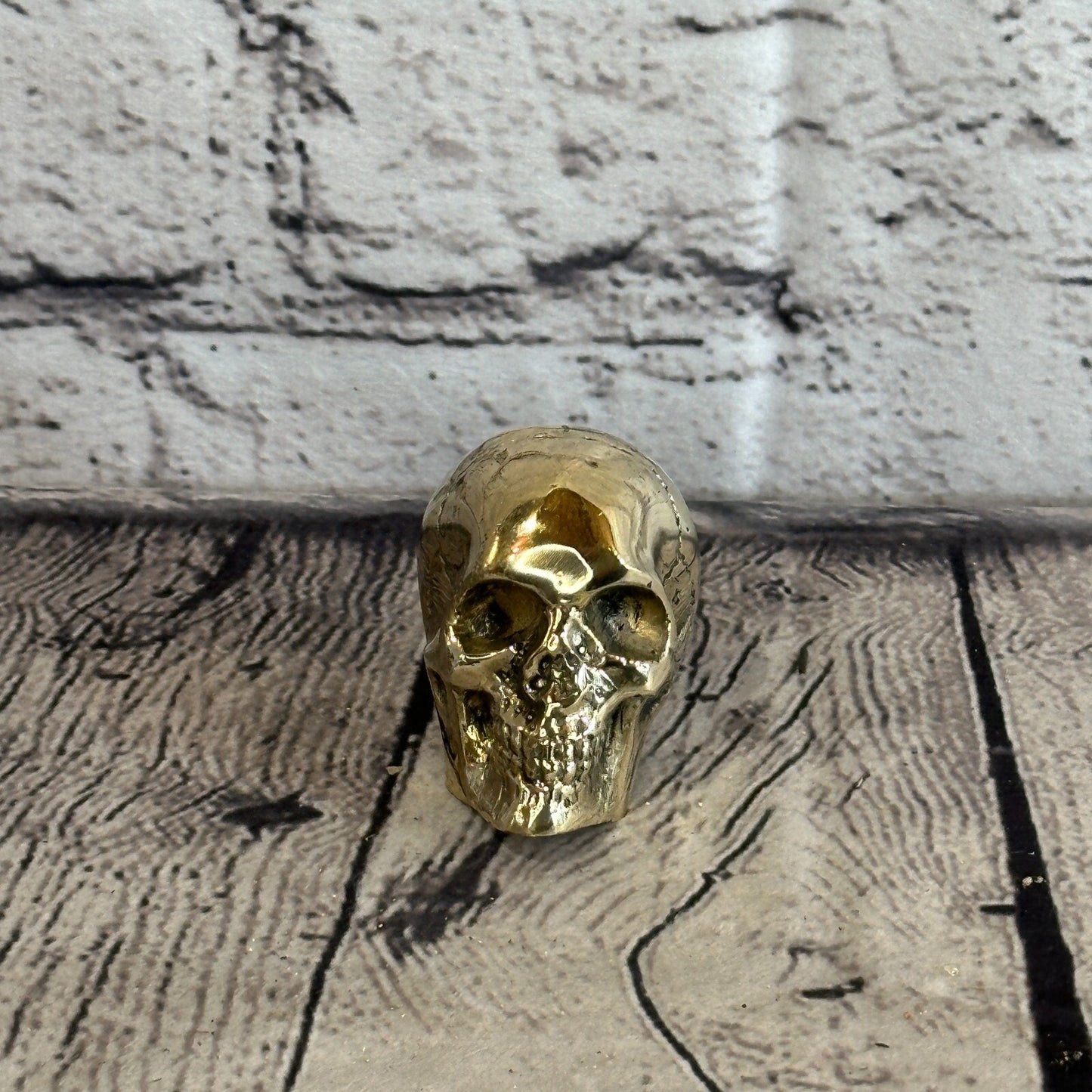 5cm x 5cm Antique Bronze Colour Skull Human Head Sculpture Ornament Home Office