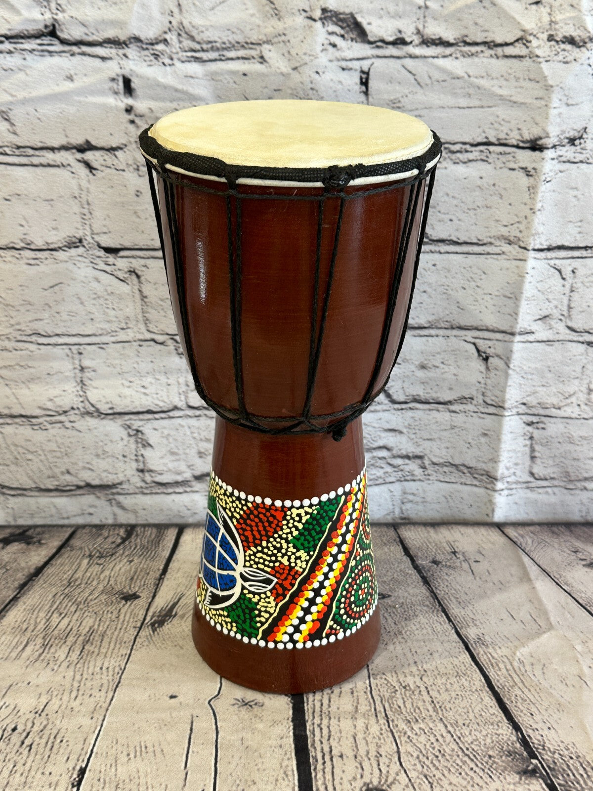 30cm Painted Wooden Djembe Bongo Painted African Influenced Drum High Handmade