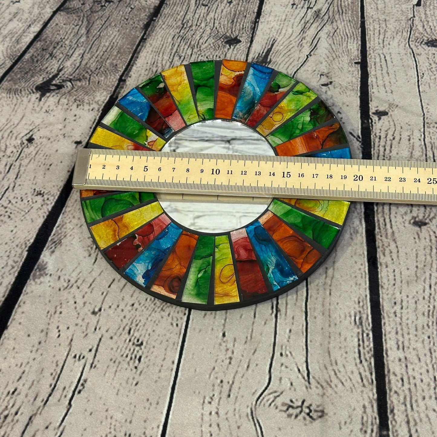 Rainbow Black Line Mosaic Tile Wall Mirror 20cm x 20cm 8 Inches Handmade New