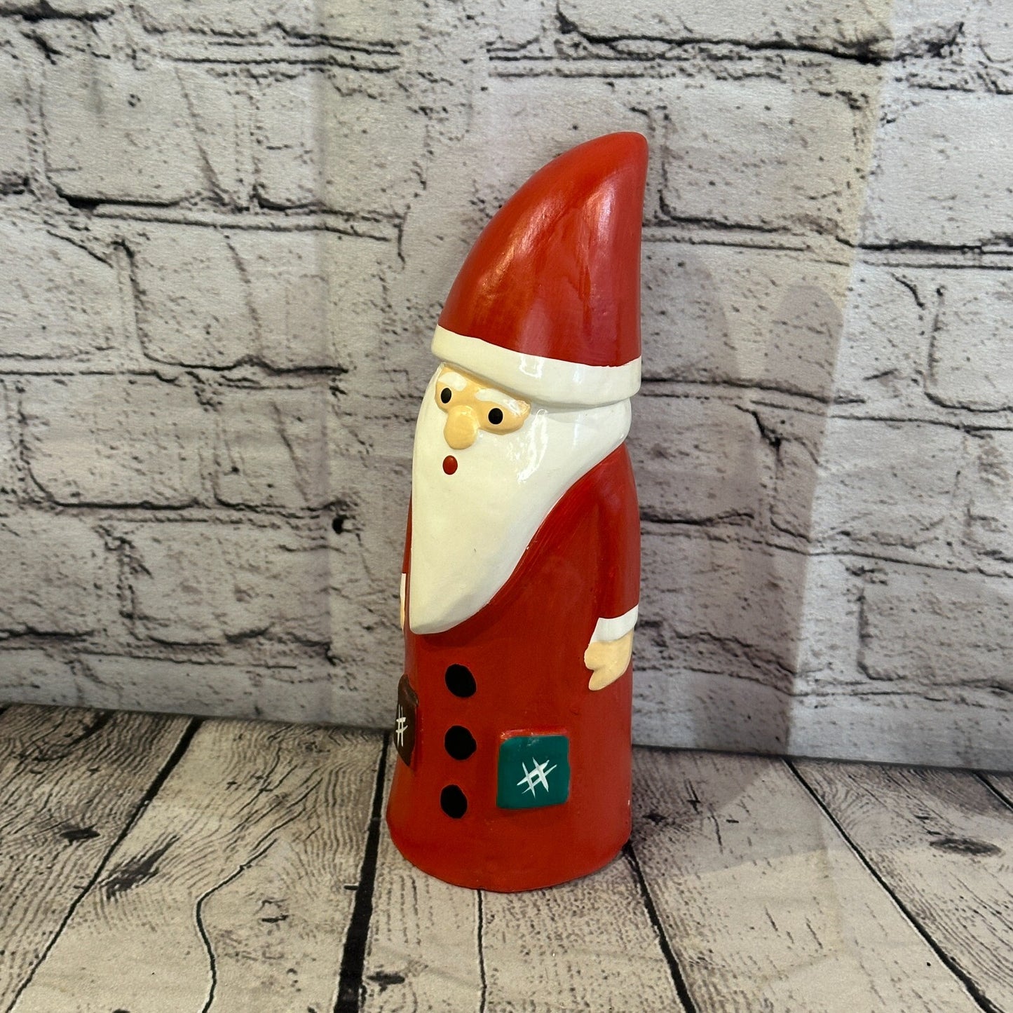 25cm x 8cm Red Pointy Hat Santa Claus Handcrafted Wood Xmas Christmas Ornament