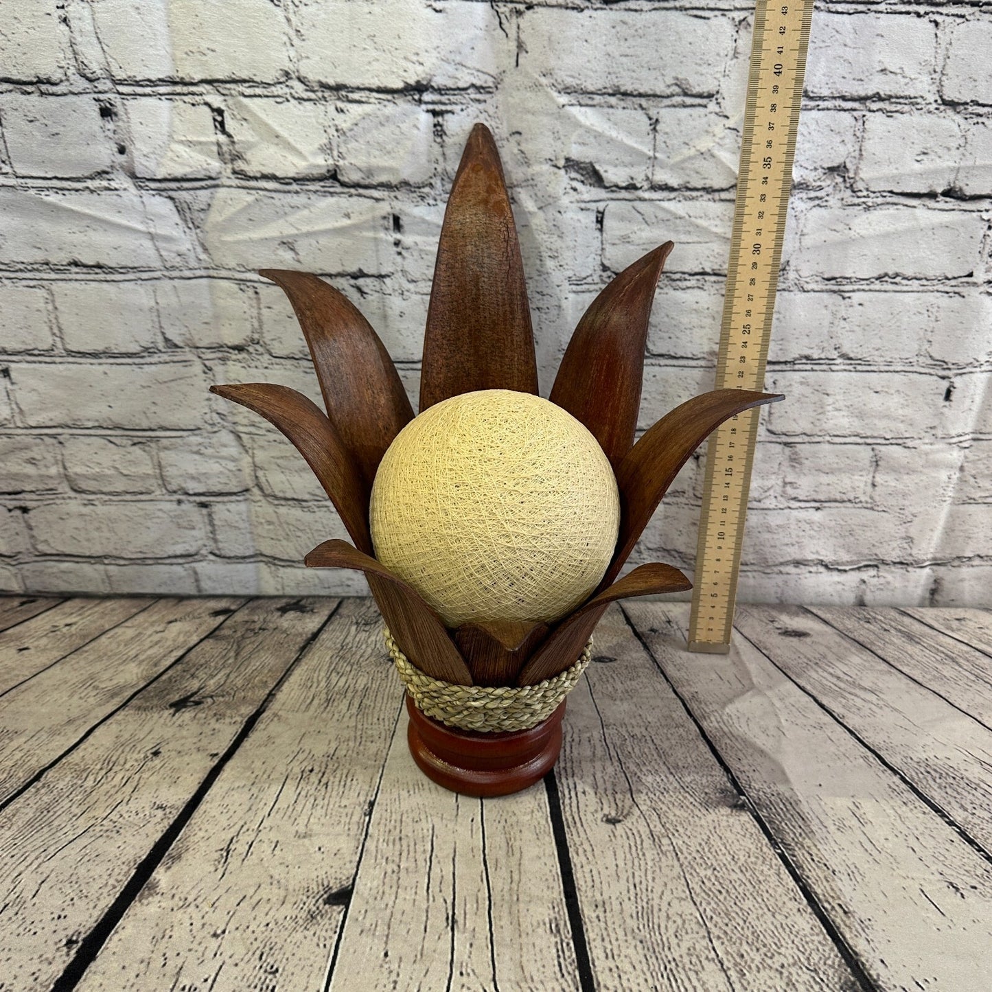 White Light Brown Natural 40cm Tall Leaf Lamp Twist LED UK Mains Plug Design 5