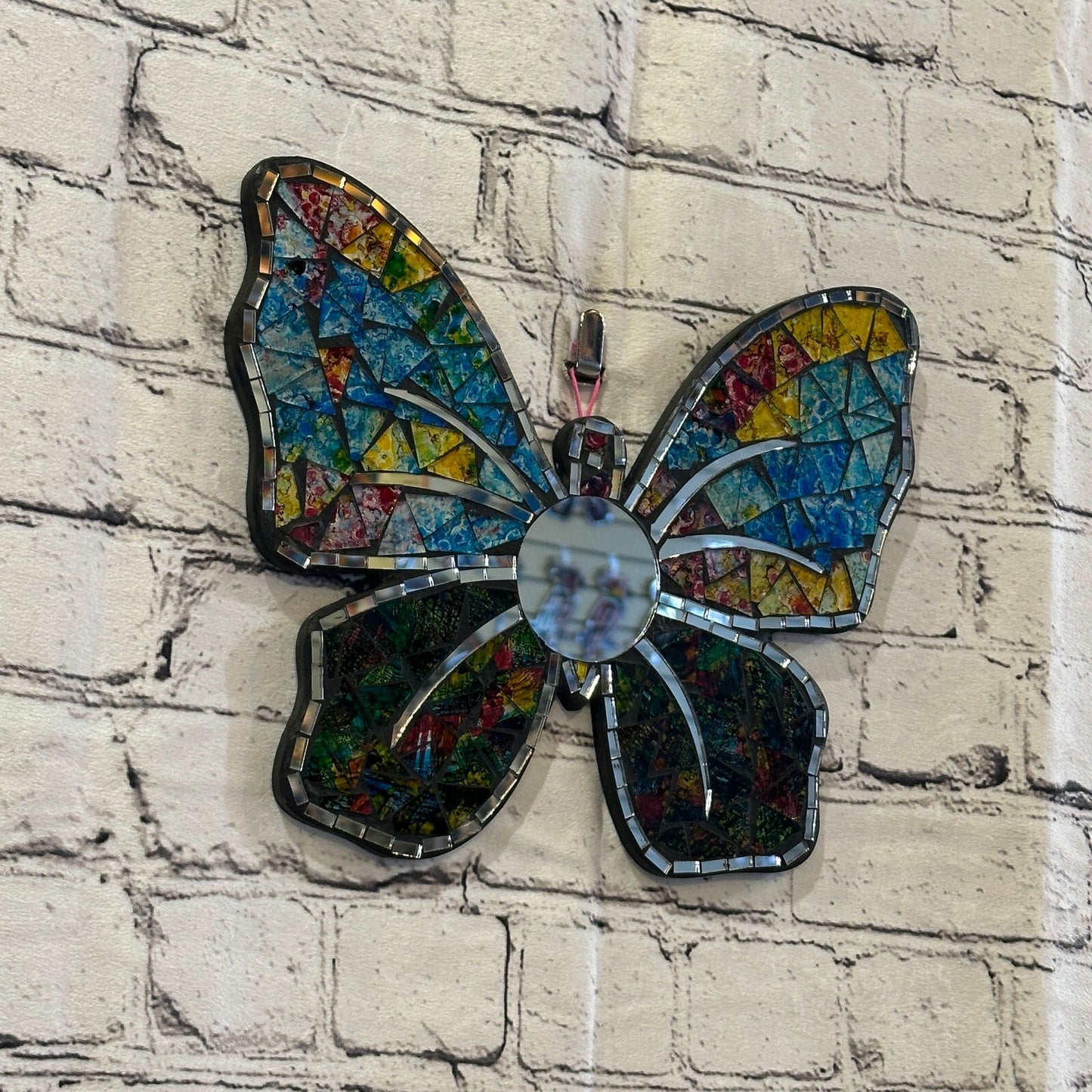 Rainbow Butterfly Mosaic Tile Wall Mirror 25cm x 20cm 8 Inches Handmade New