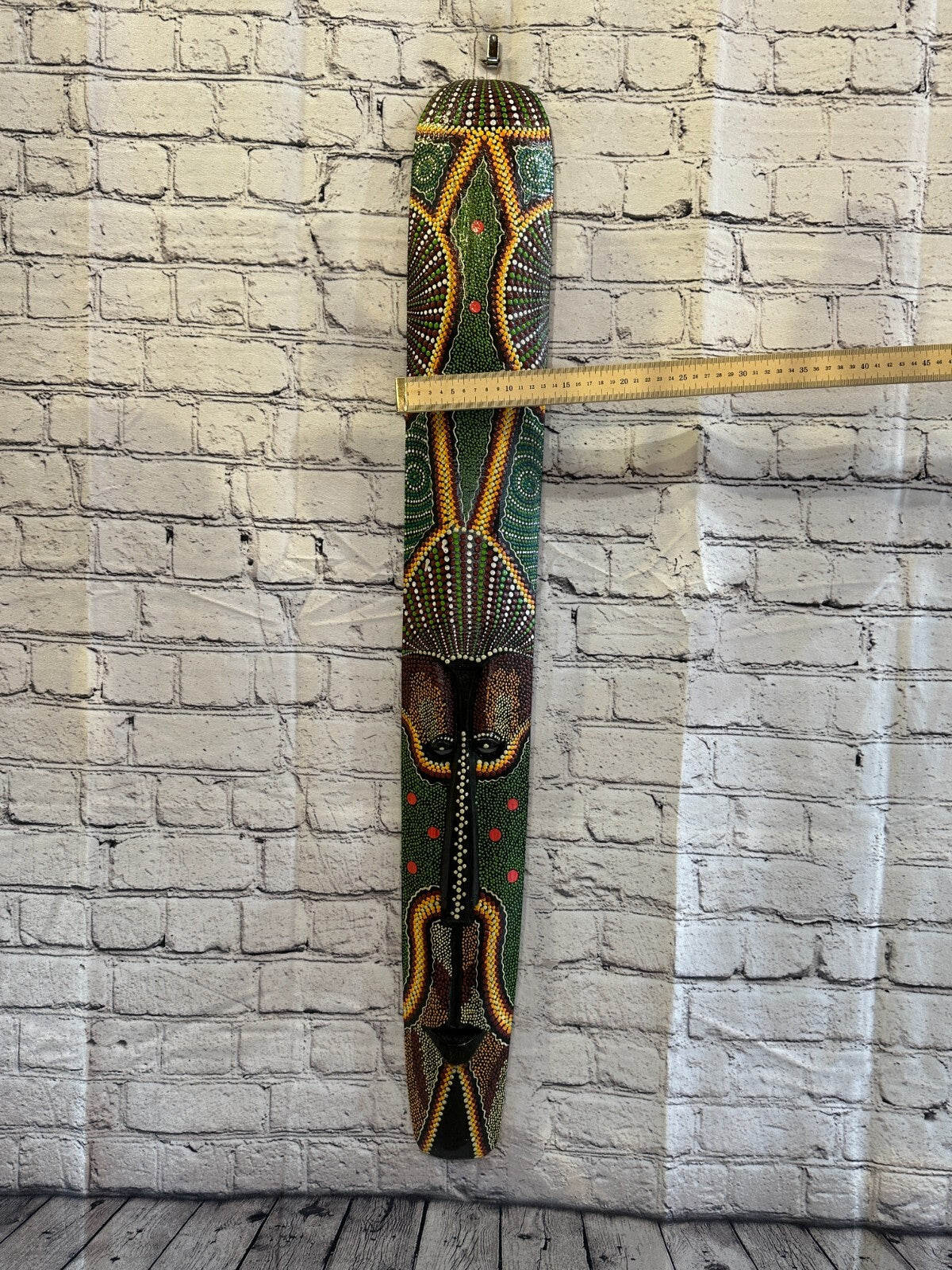 Mask 100cm Carved Wooden Dot Painted Ethnic Tribal Tiki Wall Art Handmade No 2