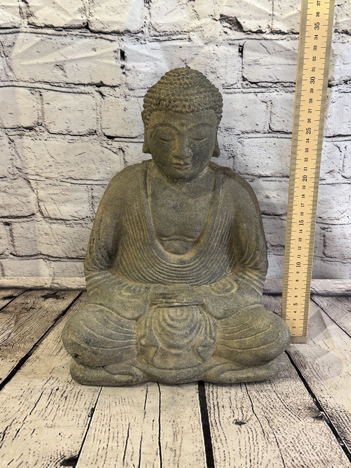 Sitting Buddha Stone Garden 30cm x 25cm Ornament Outdoor Indoor Statue Hindu